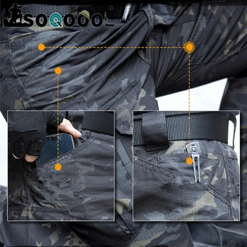 S-6XL Vyrų Atsitiktinis Krovinių Kelnės Elastinga Lauko Pėsčiųjų Žygius Kariuomenės Taktinių Sweatpants Camo Karinės Kovos Multi pocket Kelnės