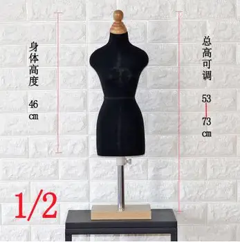 1/2 moterų black moters kūno manekeno siuvimo moterų drabužius,busto suknelės forma stand1:2 masto Jersey krūtinė galite prisegti 1pc C760