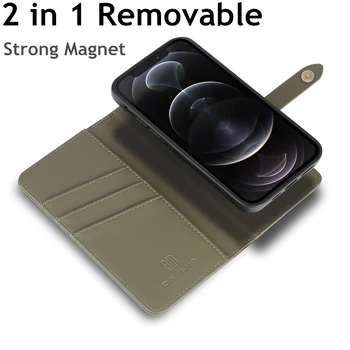 Magnetinio Multi Kortelių Turėtojams Atveju iPhone 12 11 Pro Max XS XR X 6s 7 8 Plus SE 2020 m. 12 Mini Atveju Prabangus 2 1 Nuimamu Dangčiu
