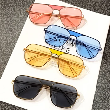 Saulės akiniai moterims derliaus kvadratinė atspalvių Negabaritinių metalo rėmas piloto Akiniai nuo saulės Moterų mados prekės ženklo glasse
