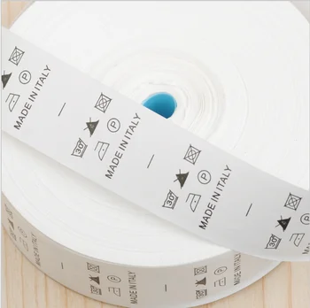 1000pcs/roll etiketės drabužiams vartotojo baltos spalvos drabužis nailono taftos skalbimo priežiūros etiketės, drabužių dydis žymes plauti etiketės lb-025
