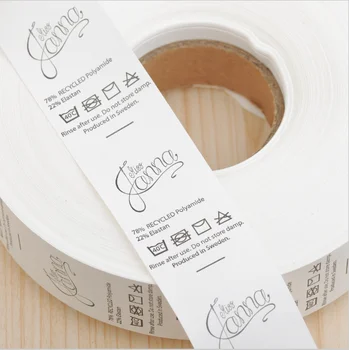 1000pcs/roll etiketės drabužiams vartotojo baltos spalvos drabužis nailono taftos skalbimo priežiūros etiketės, drabužių dydis žymes plauti etiketės lb-025