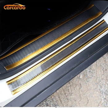 Carcardo 3D Anglies Pluošto Raštas Automobilio Buferio Juostelės Durų Slenksčio Raštas Juostelės Lipduką 3D Anglies Pluošto, Minkšta Guma, Lipdukas