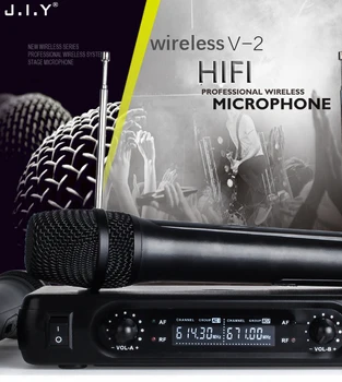 JIY Profesionalus LCD karaoke Bevielis Mikrofonas V2 maišytuvas garso radijo rinkiniai nešiojamą LCD mikrofon, skirti karaoke Sistemos kompiuteris Mic