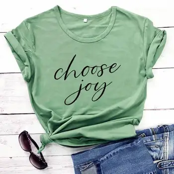Pasirinkti Džiaugsmą Juokinga, Medvilnės Tikėjimo T-Shirt Krikščionių Marškinėliai Liftas Požiūris Marškinėliai Raštų Tees Marškinėliai Mama Cool Mama Viršūnės