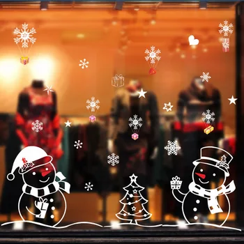Snaigės Kalėdų Senį Langą tvirtai laikosi Lipdukai, Decal Kalėdos Langų Lipdukai, Decal AUG889