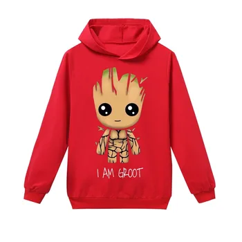 Komiksų Super Hero Baby Groot Spausdinti marškinėliai ilgomis Rankovėmis Hoodies Paauglių Mergaičių Mada Vaikams, Rūbai Vaikams Viršūnes Palaidinukė