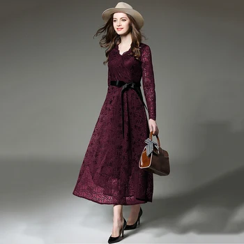 Pavasario Tako Suknelė 2021 Elegantiškas Šalis suknelė Nauja Mada Moterims ilgomis rankovėmis Maxi Prabangių Nėrinių Suknelė