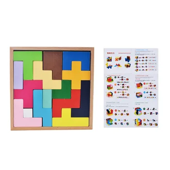 Kūdikių Švietimo Žaislai Blokai Medienos Mokymosi Tetris Blokų Tangram Skaidrių Kūrimo Blokai Vaikams, Mediniai Žaislai, Vaikų Dovanų