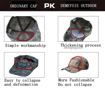 Taktinis Kamufliažas Beisbolo kepuraitę, Reguliuojama Karinės Airsoft Fotografavimo Wargame CS Skrybėlės Lauko Medžioklės Pėsčiųjų skėtį nuo saulės, Kepurės