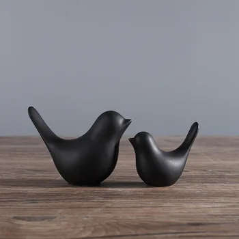 2vnt Šiuolaikinės Paprasta Šiaurės Minimalistinio Juodosios Keramikos Paukščių Abstraktus Ornamentas Minkštas Namų Puošybai