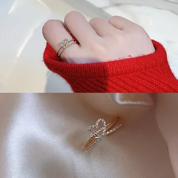 2020 M. Pietų Korėja Naujos Širdies Žiedas Mados Išskirtinį Paprasta Pokylių Žiedas Temperamentas Elegantiškas Ponios Papuošalai