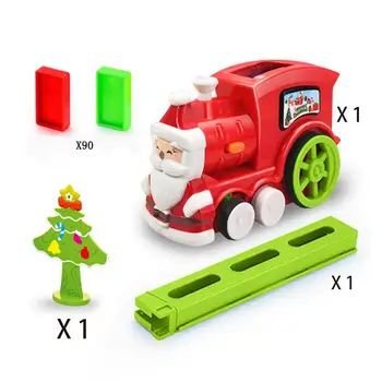 80PCS Domino Traukinio Žaislų Rinkinys Santa Claus Maži Traukiniai Su Šviesos Imituoti Traukinio/Garso Kalėdų Dovana Vaikams 3-7