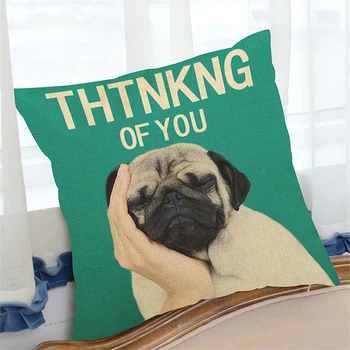 Animacinių filmų gyvūnų pug šunelis spausdinti užvalkalas 45x45cm namo klubas sofa apdailos lininė pagalvėlė padengti automobilio mesti pagalvės užvalkalą