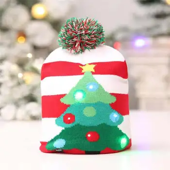 LED Šviesos Iki Kalėdų Skrybėlės Santa Hats Vaikų, Moterų, Vyrų, Berniukų, Mergaičių Megztinis Bžūp Ornamentai Dekoracija Kalėdų Šalių Rekvizitai