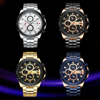 CURREN Prabangos Prekės Nerūdijančio Plieno Sporto laikrodis Vyrams Naujas Chronograph Laikrodžius Mados Atsitiktinis Data Kvarcinis Laikrodis, Mens Watches