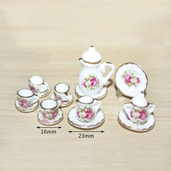 1/12 Miniatiūriniai Lėlių Priedai Mini Keramikos Arbatos Rinkinys Modeliavimas Virdulys Taurės Plokštės Modelis Žaislai Doll House Dekoro