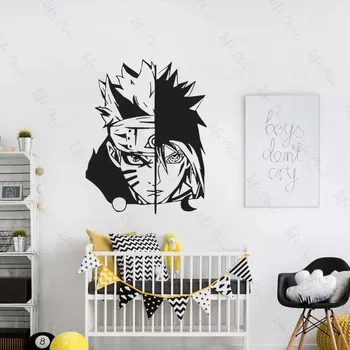 Naruto Ir Sasuke Face-Off Sienos Meno Anime Lipdukas Namų Miegamasis, Vaikų Kambarys Apdailos Vinilo Nuimamas Animacinių Filmų Kambarį