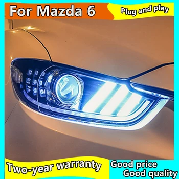 Automobilio Stilius už Mazda 6 Žibintai-2016 M. Mazda6 Atenza LED Žibintų Mustan Dizaino DRL Bi Xenon Objektyvas Didelis artimąsias automobilių Stovėjimo aikštelė