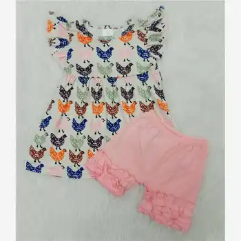 Bamblys merginos, komplektai, vištienos spausdinti sijonai rožinės spalvos šortai, kelnės Baby Girl Kasdienių Drabužių Rinkiniai