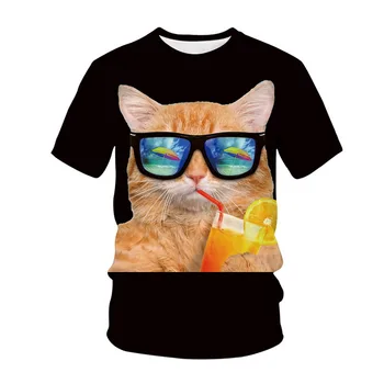 2021 Unisex Mada Naujas Cool T-shirt Vyrams Ir Moterims 3D T-shirt Modelis Katės trumparankoviai Vasaros Top marškinėliai T-shirt S-5XL O-kaklo