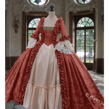 WEPBEL Moterų Palace Susukti Nėrinių Suknelė Viduramžių Derliaus Viktorijos Suknelės, Plius Dydis Aukšto Juosmens Rankovėmis Varpo Rūmai Suknelė Vestido