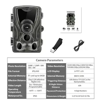 Suntekcam HC-801A 2019 Naujausias Medžioklės Camera 16MP 32GB Takas Kamera IP65 Foto Spąstus 0.3 s paleidimo Laikas 850nm Laukinių Kameros Spąstus