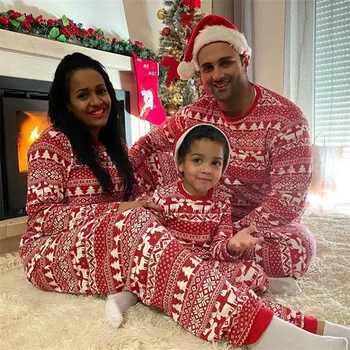 Imcute Kalėdų Šeimos Atitikimo Pižama Animacinis Briedis Medžio Snaigės Spausdinti Suaugusiųjų Šeimos Vaikas Sleepwear Pj Nustatyta Kalėdos Drabužiai