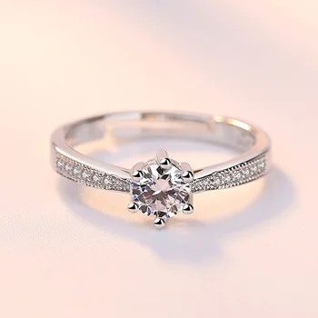 925 sterlingas sidabro aukštos kokybės blizga kristalų reguliuojamo dydžio piršto sutuoktuvių žiedai moterims, juvelyriniai dirbiniai didmeninė dovana