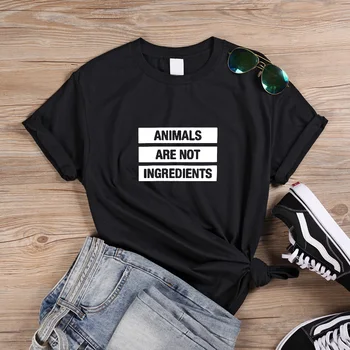 ONSEME T-marškinėliai Moterims Drabužių 2019 Gyvūnai Nėra Ingredientų, Raidė T-marškinėliai Su Spausdinimo Trumpas Rankovės moteriški Drabužiai Q-640