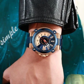 CURREN Mados Mens Watch 2019 Kūrybos Reloj Hombre, Juoda, Nerūdijančio Plieno, Aukso Atveju Vyrų Laikrodis atsparus Vandeniui Kvarciniai Rankiniai Laikrodžiai