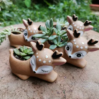 Animacinis briedis keramikos vazonas sultingi augalų kaktusas mielas gyvūnų vazoninių pasakos sodo puošmena home office mažų ornamentais