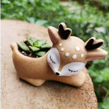 Animacinis briedis keramikos vazonas sultingi augalų kaktusas mielas gyvūnų vazoninių pasakos sodo puošmena home office mažų ornamentais