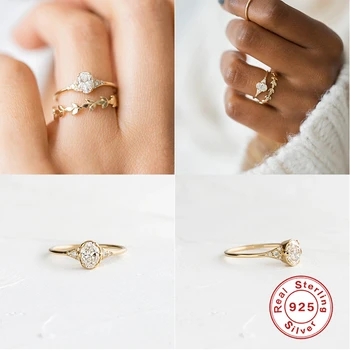 ROXI Elegantiška Ovalo formos Deimantai Žiedai Moterų, Mergaičių, Vestuvių Žiedas 925 Sterlingas Sidabro Piršto Žiedai, Sužadėtuvių Žiedas, Papuošalų Anillo