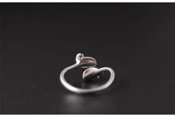 Uglyless Nekilnojamojo S925 Sterlingas Sidabro Rankų darbo Išgraviruoti Lapai Dantytais Žiedais Moterų Šviežių Dizaineris Atidarymo Žiedas MINI Fine Jewelry