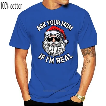 Paklauskite Mamos, Jei aš ESU tikrasis Kalėdų Senelis Kalėdų T-Shirt Linksmų Kalėdų Marškinėliai, Mados Classic Tee Marškinėliai
