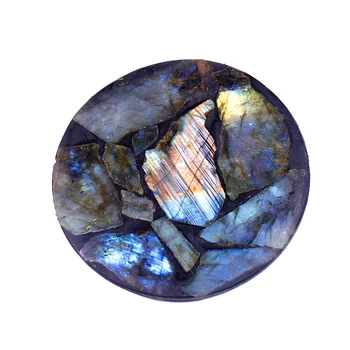 11-12cm Natūralių kristalų labradoriteround plokščių akmens šviečia labradoro lauko špatas stovėti akmens Gydymo vidaus apdaila
