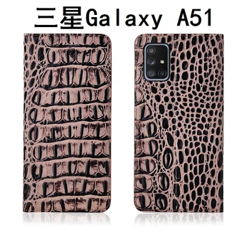 Krokodilas natūralios Odos Apversti Telefoną Atveju Kortelės Lizdas Samsung Galaxy A51 A11 A21 A31 A41 A70E A71 A81 A91 M31 M21 Telefono Krepšys