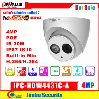 Dahua 4MP IP vaizdo Kamera IPC-HDW4431C-PoE Built in Mic IR30m IP67 Tinklo CCTV Kameros Pakeisti IPC-HDW4433C-Pažangios Aptikimo