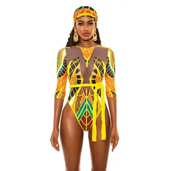 2020 metų Vasaros vientisi maudymosi Kostiumėliai, Karalienė Egipto Stiliaus Moterų maudymosi kostiumėlį Afrikos Stilius Bodysuit Vidurio-Rankovės Plaukimo Kostiumai Bikini