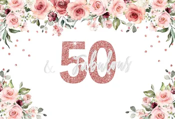 Mehofond Šventė 30 40 50 60 70 metų Gimtadienį Fotografijos Foną, Pink Gėlių Moteris Pasakų Dekoro Fone, Photocall Prop