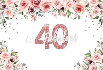 Mehofond Šventė 30 40 50 60 70 metų Gimtadienį Fotografijos Foną, Pink Gėlių Moteris Pasakų Dekoro Fone, Photocall Prop