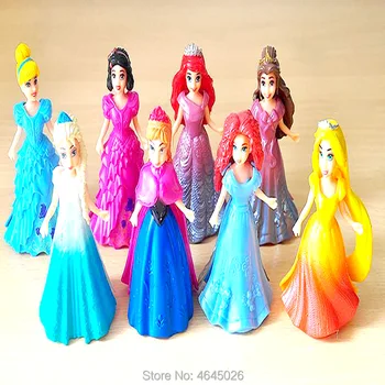 Magiclip Princesė Dress Magija Įrašą Lėlės PVC Veiksmų Skaičiai Elsa Anna 