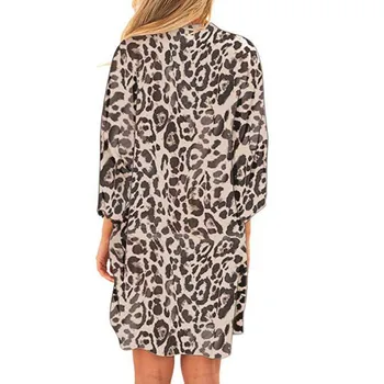 Feitong Moterų Leopardas Spausdinti Padengti Atsitiktinis Viršūnes Kimono Bikini Megztinis Pelerinos CoverT marškinių camiseta feminina #w20
