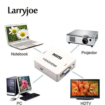 Larryjoe Mini 1080P VGA į HDMI adapteris Keitiklis VGA2HDMI Keitiklio Jungtis su Audio iš KOMPIUTERIO, Nešiojamojo kompiuterio į HDTV Projektorius