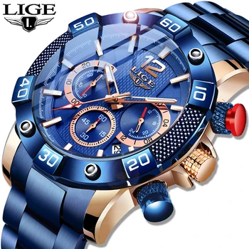 LIGE 2020 Naujas Mados Mėlyna Vyrai Laikrodžiai Top Brand Prabanga Sporto Laikrodis Chronografas atsparumas Vandeniui Kvarco Žiūrėti Vyrų Relogio Masculino