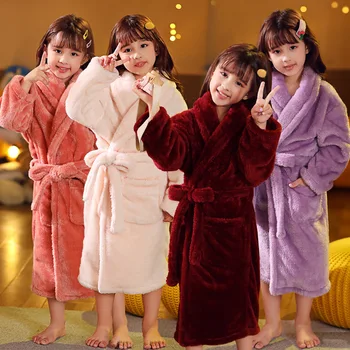 MudiPanda Rudenį, Žiemą Vaikai Sleepwear Skraiste Vaikų Chalatas Mergaitėms 2020 Flanelė Šilta Pižama Berniukams 2-14 Metų Paauglys