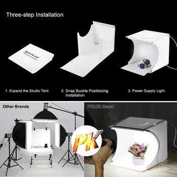 20CM Nešiojamų Švieslentę Foto Studija Kabina LED Šviesos Lauke Fotografijos Soft Box 2 Skydelis LED Šviesos 6 Spalvų Backdrops Ant Stalo Viršus