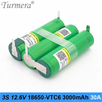 Turmera 3S 12,6 V 4S 16.8 V 5S 21V 18650 VTC6 Baterija US18650VTC6 3000mah 6000mAh Baterija 30A už Atsuktuvas Baterija (Tinkinti)