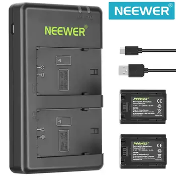 Neewer Pakeitimo Baterijos Įkroviklio Rinkinys Dual USB Baterijos Kroviklio Komplektas Suderinama su Sony A7III A7RIII(2-Pack 2280mAh Baterija)